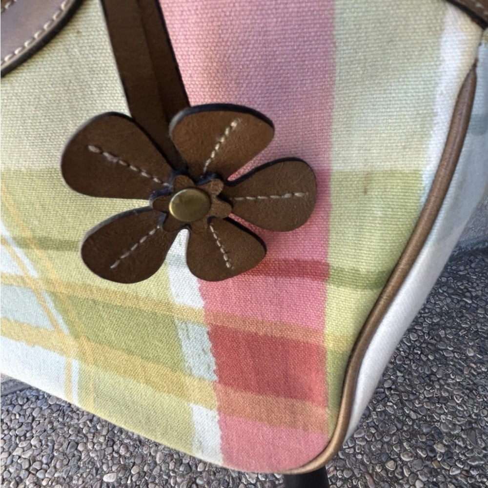Vtg Relic Purse Pastel Plaid Convertible Bamboo Wood Handles Shoulder Strap EC‎ - Picture 3 of 7